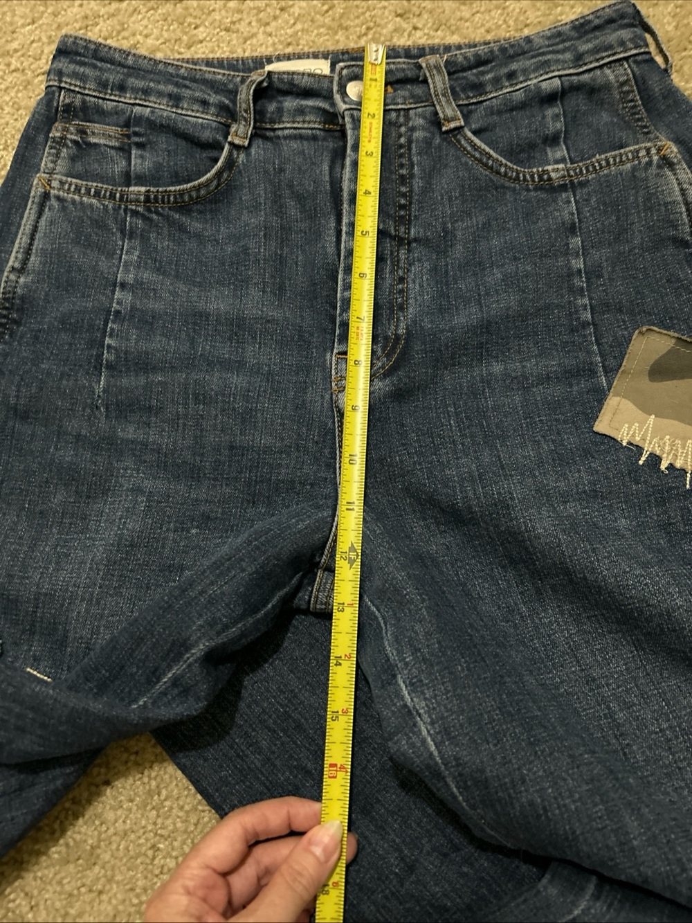 Anthropologie Pilcro Heritage Curve Barrel Jeans Camo Patchwork 27 T - Picture 10 of 11